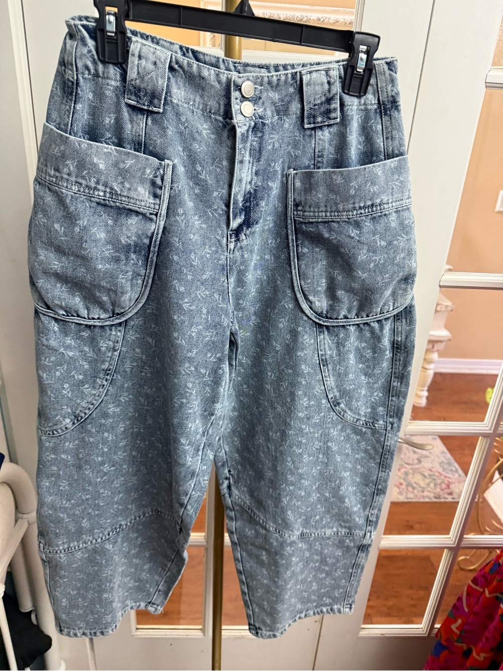 easel Washed Light Blue Boyfriend Cargo Jeans